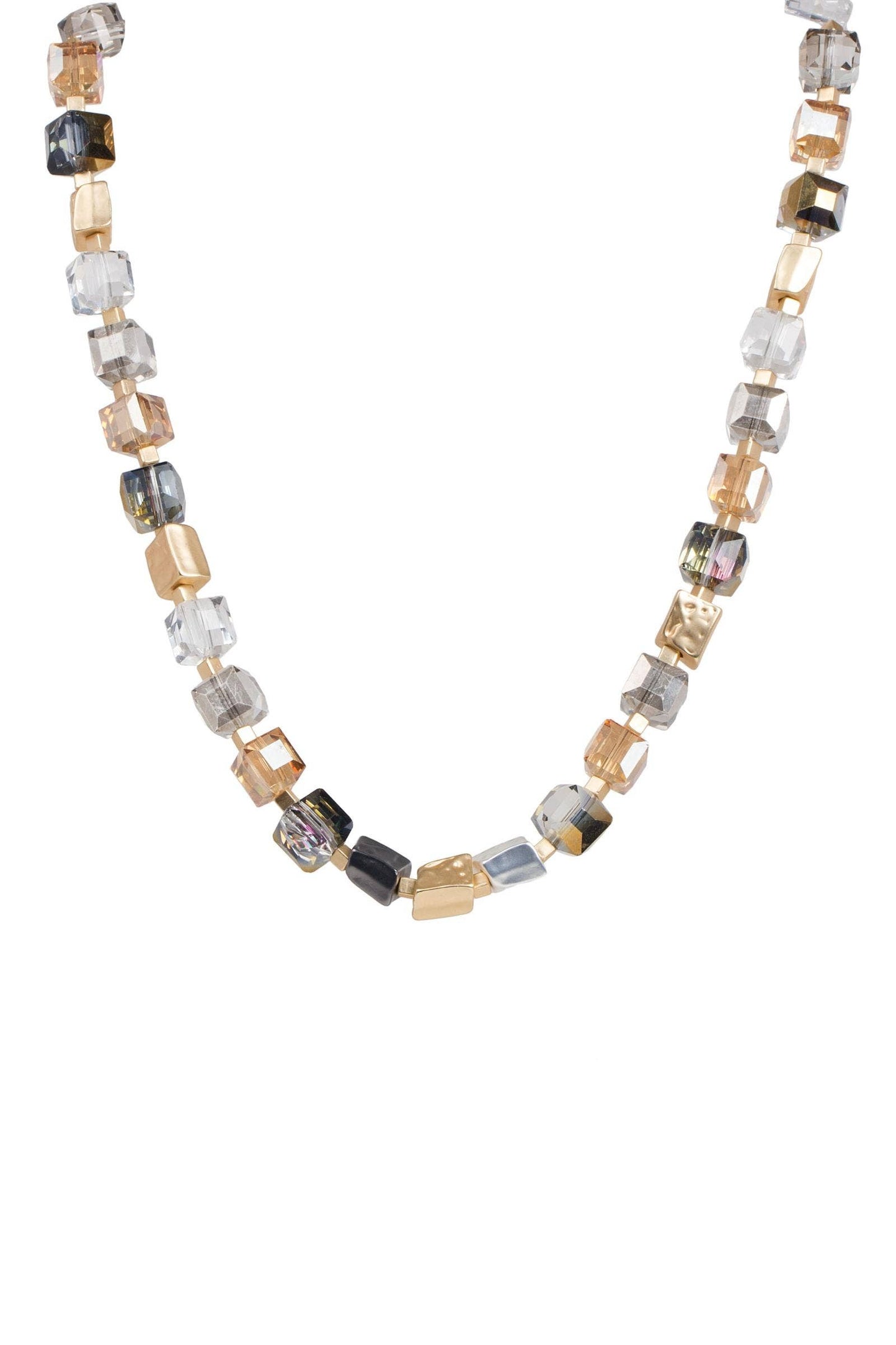 SAACHI - Faceted Glass Bead and Stone Necklace: Navy