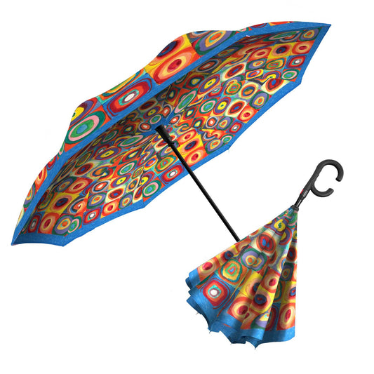 RainCaper - Kandinsky "Circles" Reverse Inverted Umbrella – Hands-Free, Windproof Design