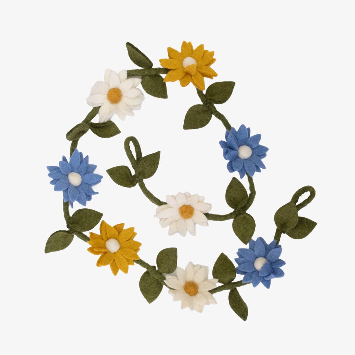 The Winding Road - Garland - Flowers - Blue, White and Yellow - Wall Decor