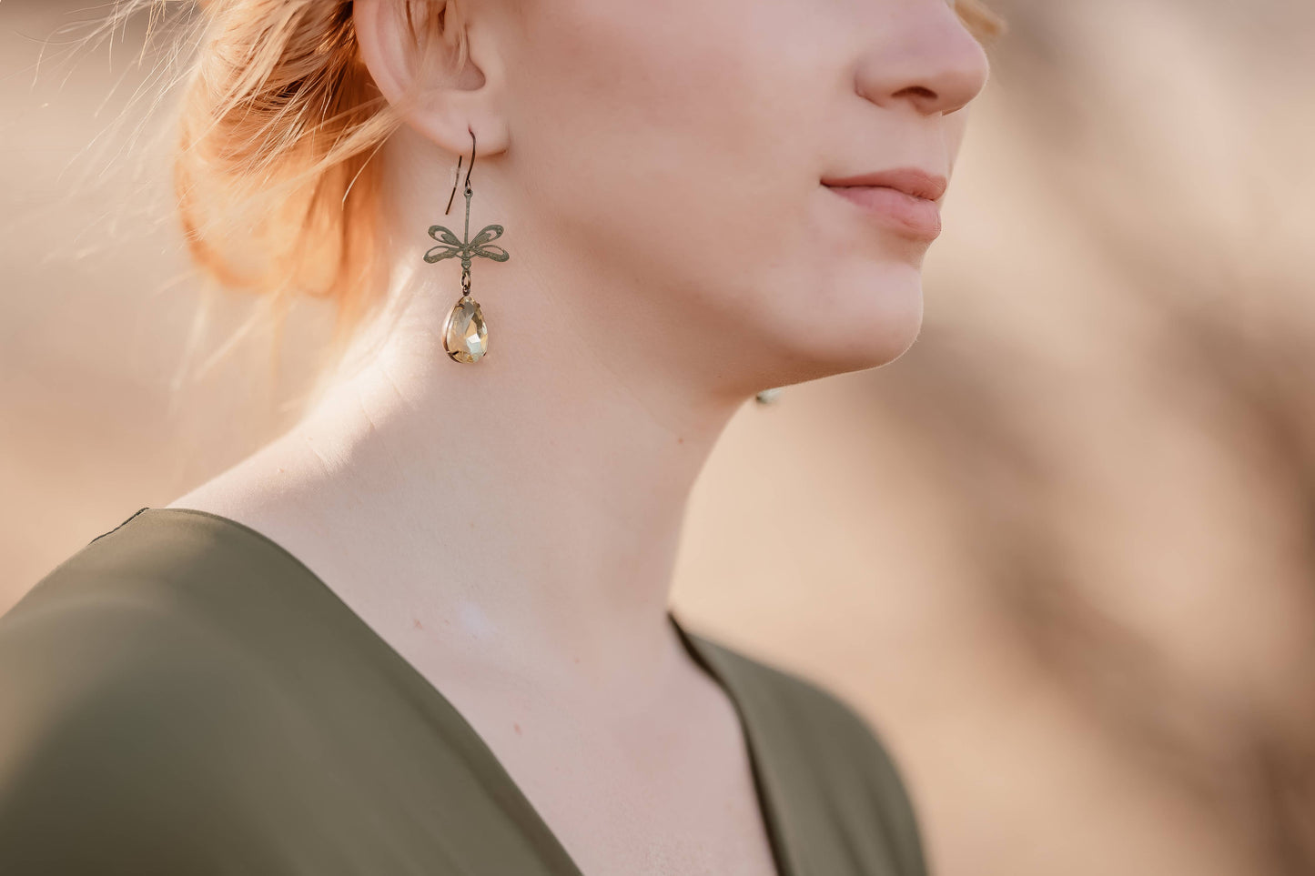 A Pocket of Posies - Dragonfly Earrings | Green Patina | Long Earrings