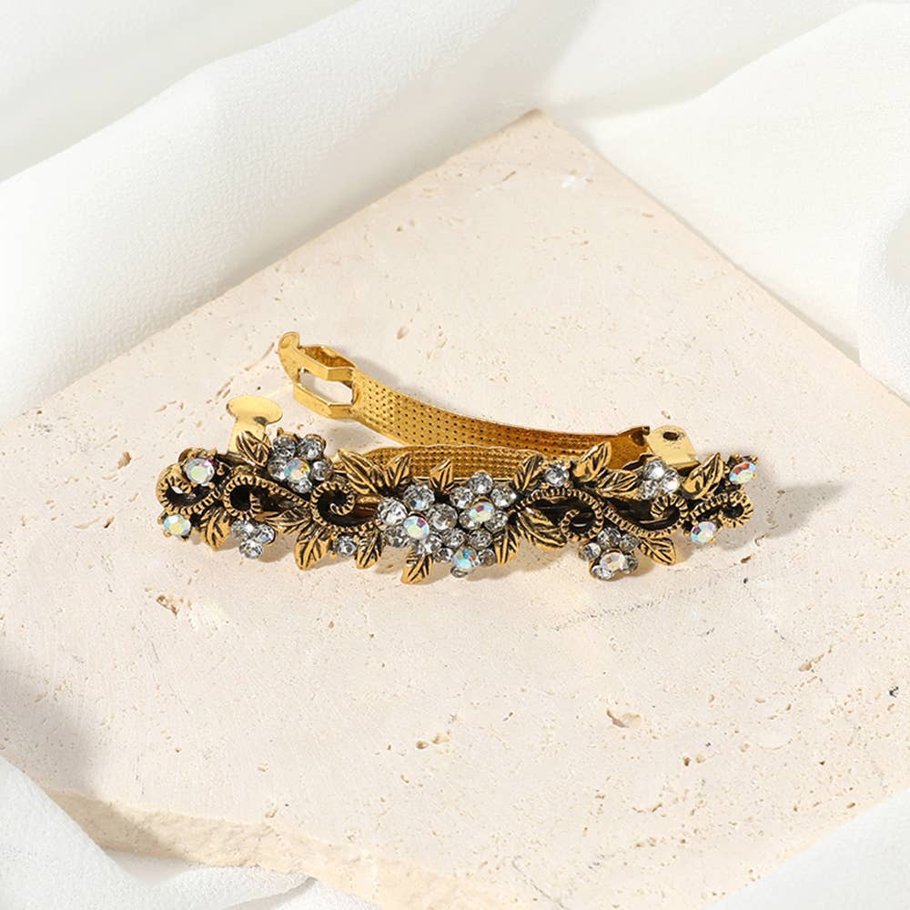 Sensibling Corp. - Stone Flower Cluster Vine Barrette: Gold