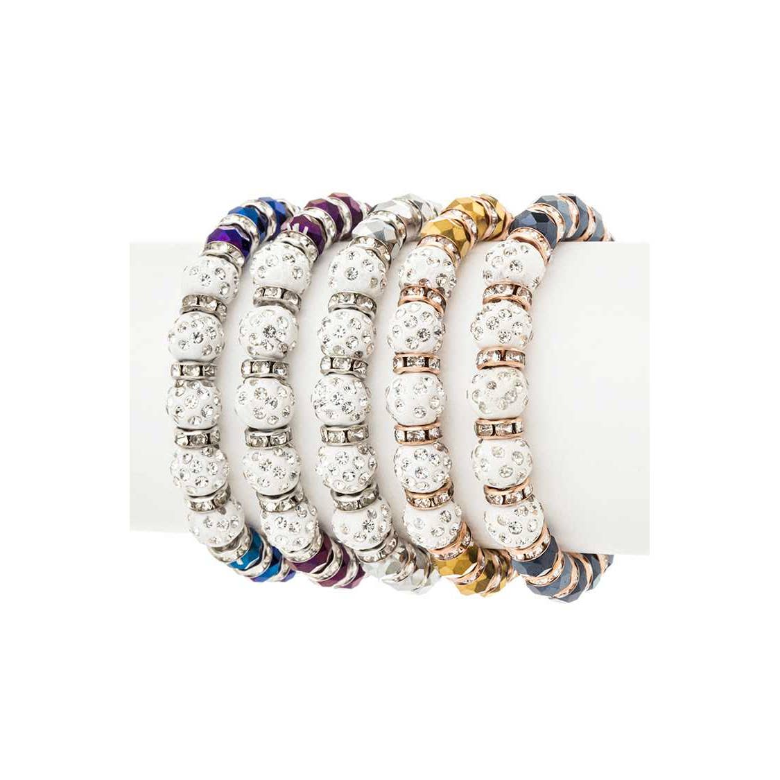 Artini Accessories - Crystal Beads Metallic Stretch Bracelet Set