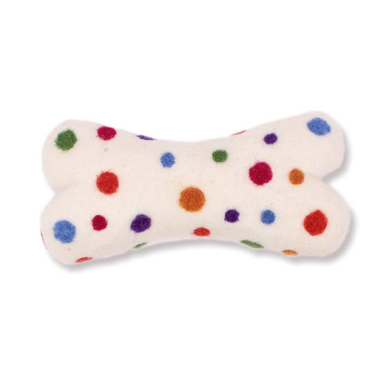 Ethical Global - Eco Wool Dog Bones/Toys: Polka Dot & Tie-Dyed (Fair Trade): Tye-Dyed / Large