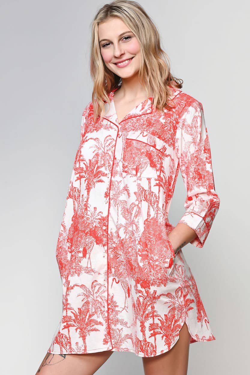 Sevya Handmade - Ami Cotton Nightshirt: L/XL / Red & White