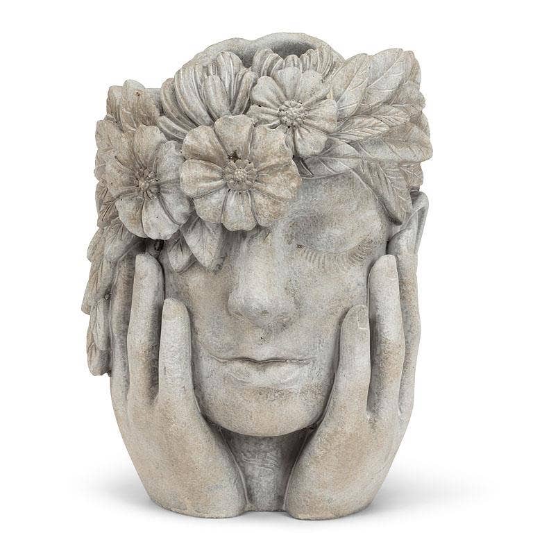 Abbott - Woman w/Flower Halo Planter-9.5"H