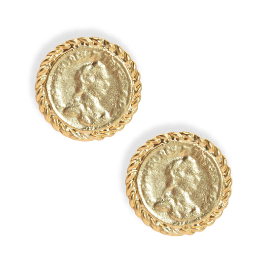 KARINE SULTAN - Old World coin stud earrings
