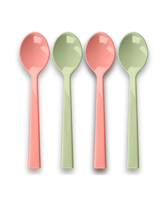 TarHong - Berries & Cherries Desert Spoon Set of 4 Peach ,6.2"L