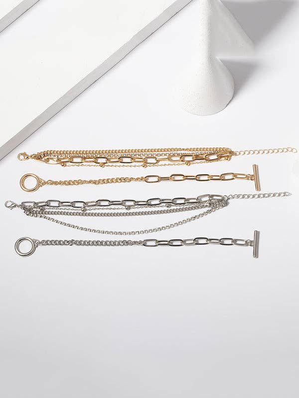 Elanora - Original Simple Rhinestone Chains Bracelet: GOLD / One_size