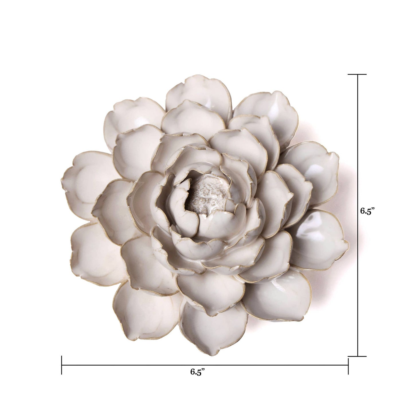 Chive - Coastal White Ceramic Flowers For Tabletop Or Wall Hanging: Ivory Zinnea