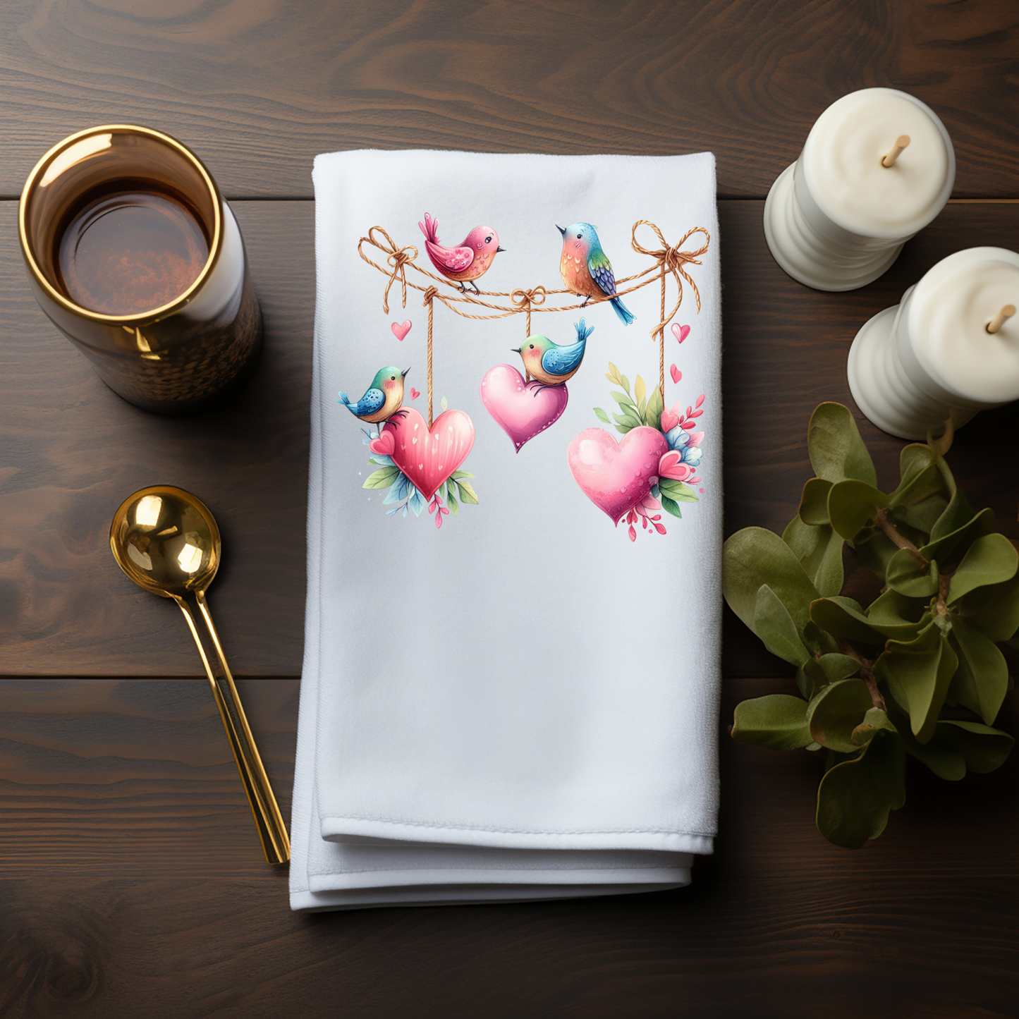 Fernville Creations - Valentine's Day Heart Fingertip Towel for Powder Room