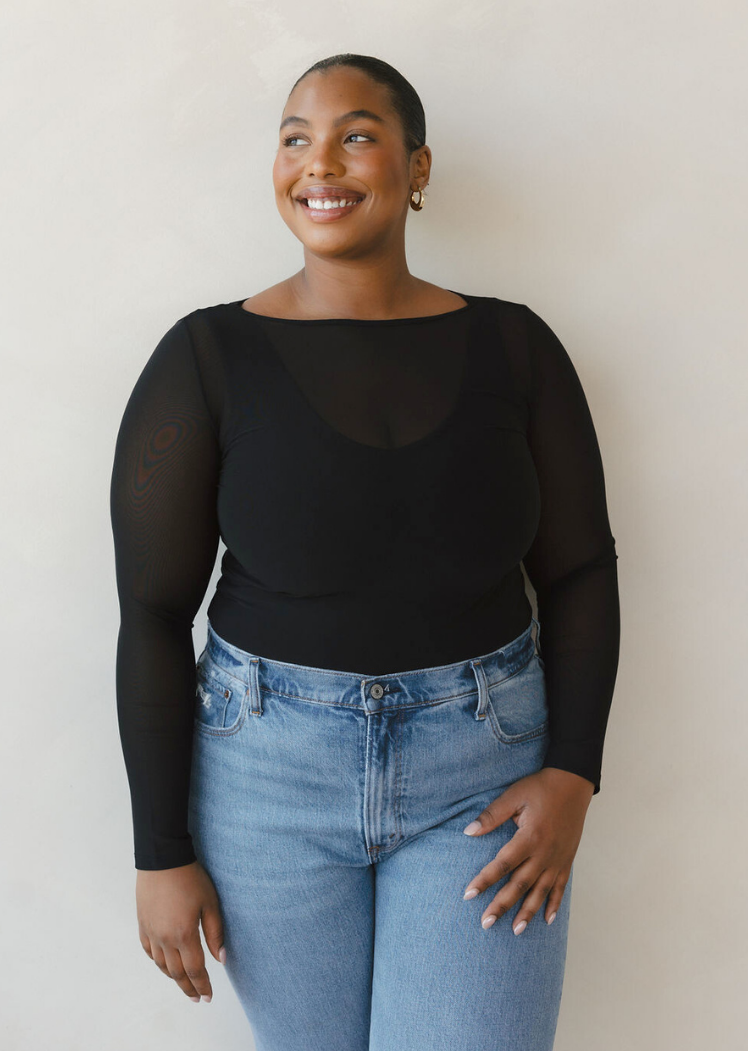 ELIETIAN - Sheer Long Sleeve Top: Regular