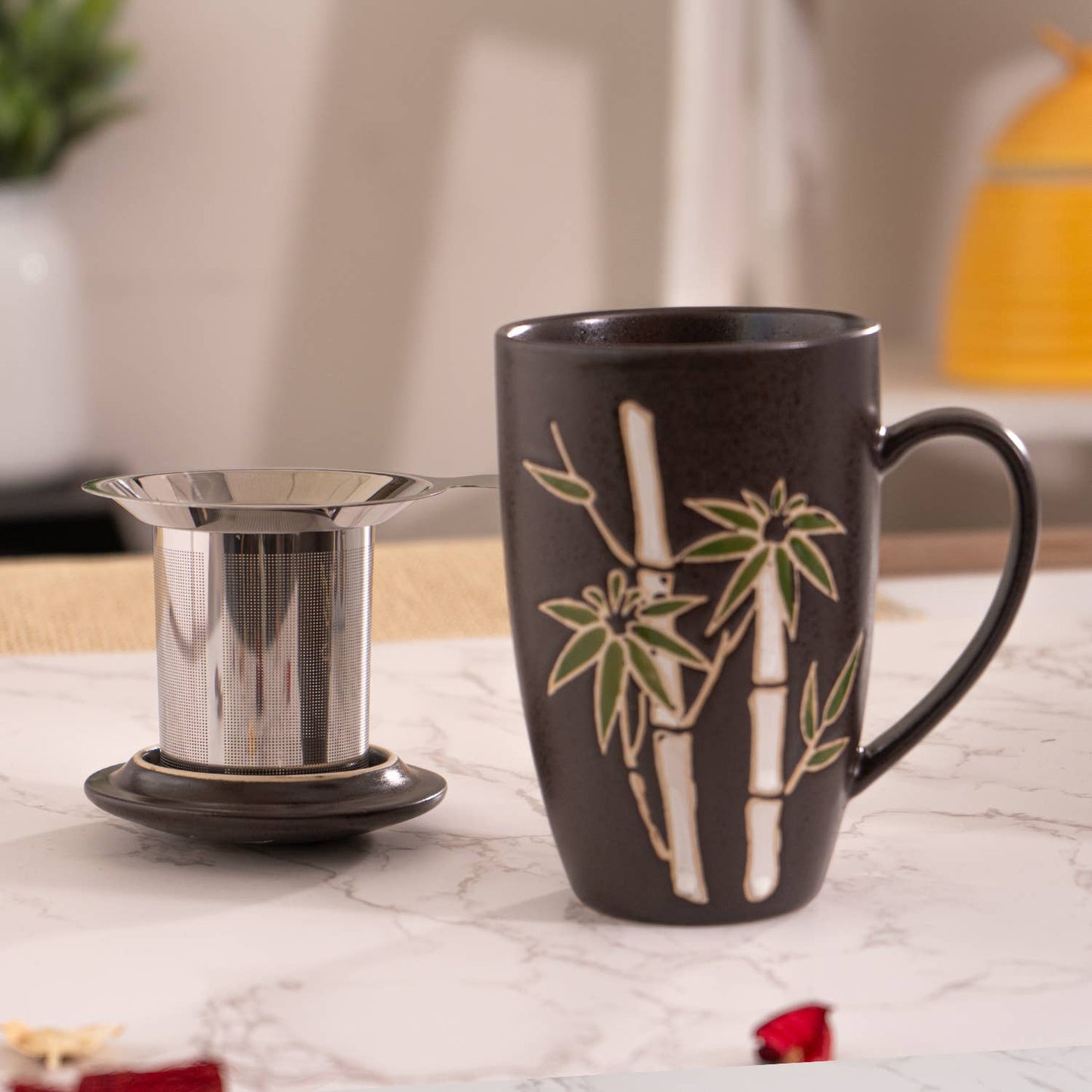 Urban Tokyo - Bamboo Design 15oz Tea Mugs with Lid and Infuser