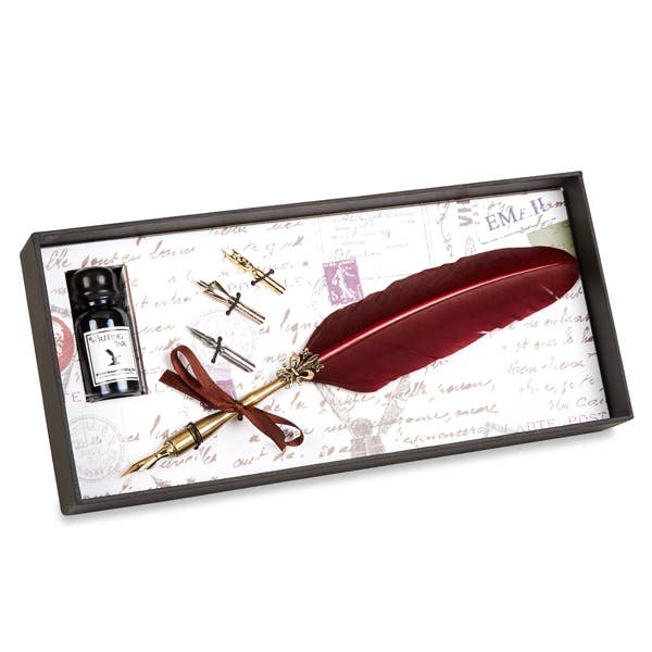 Freund Mayer & Co. - Brass Feather Nib Pen Set: Blue