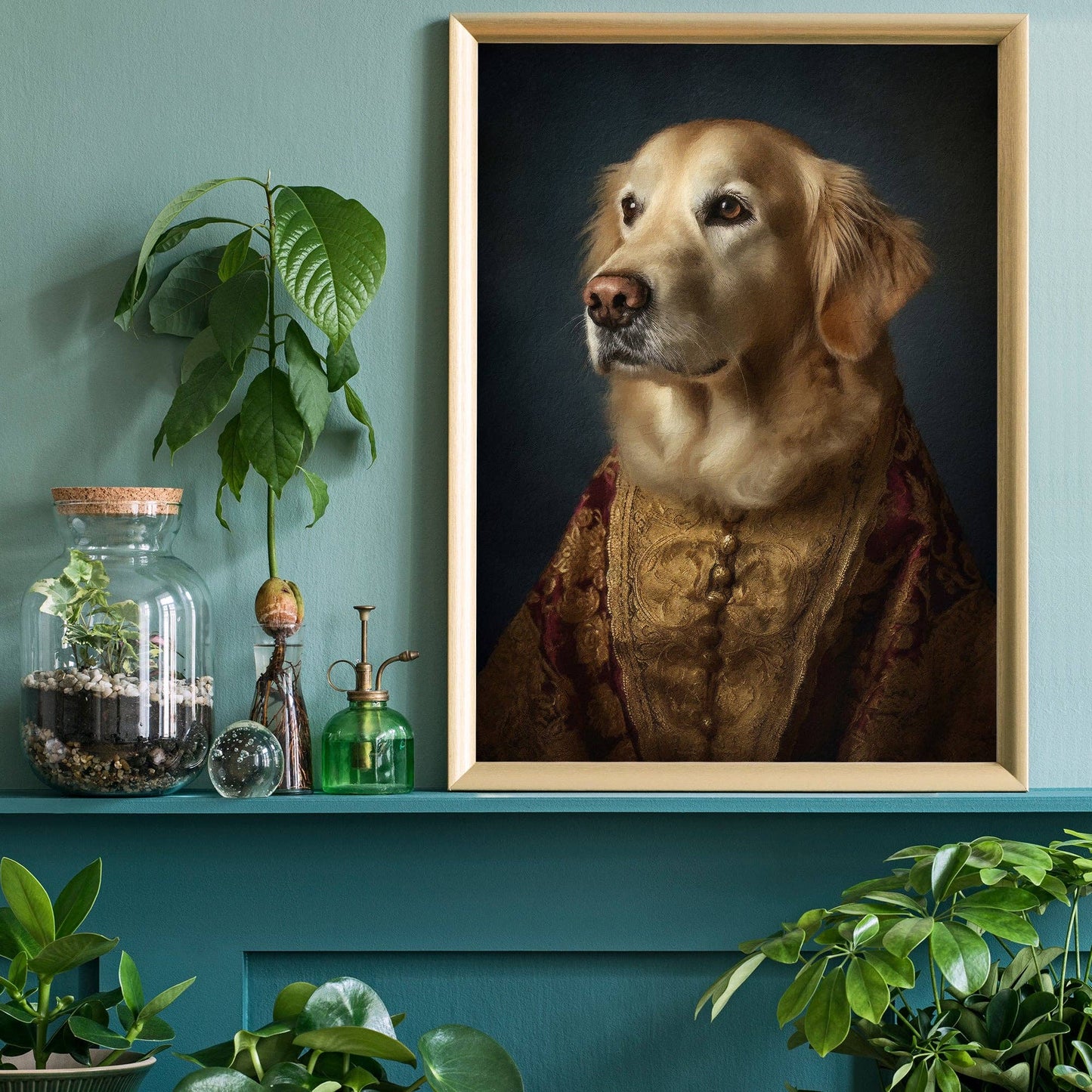 Ink & Drop - Golden Retriever Dog Portrait Print: 11 ¾ x 15 ¾ in | 30x40 cm / Matte