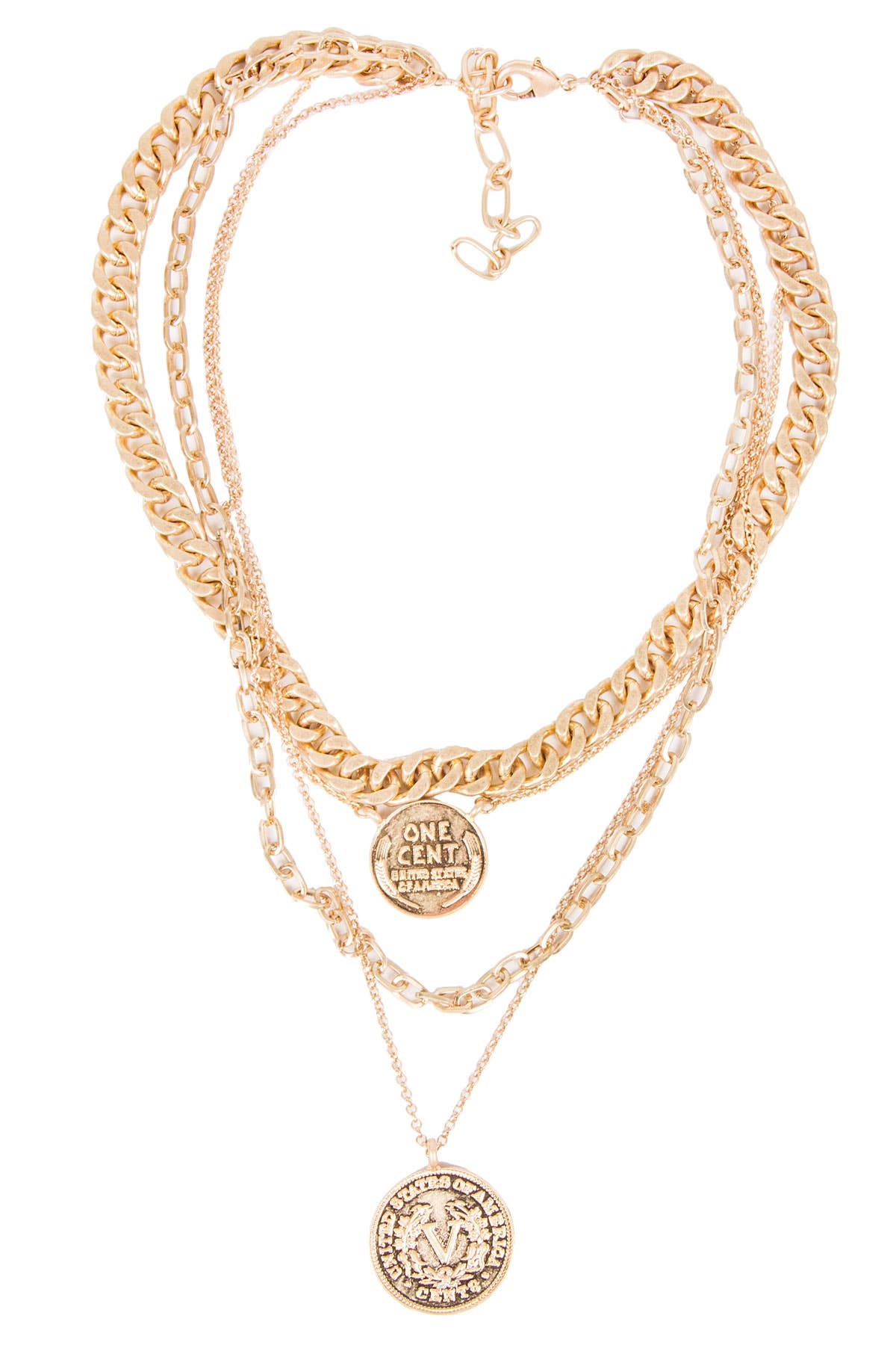 SAACHI - Sikka Coin Layered Chain Necklace: Silver