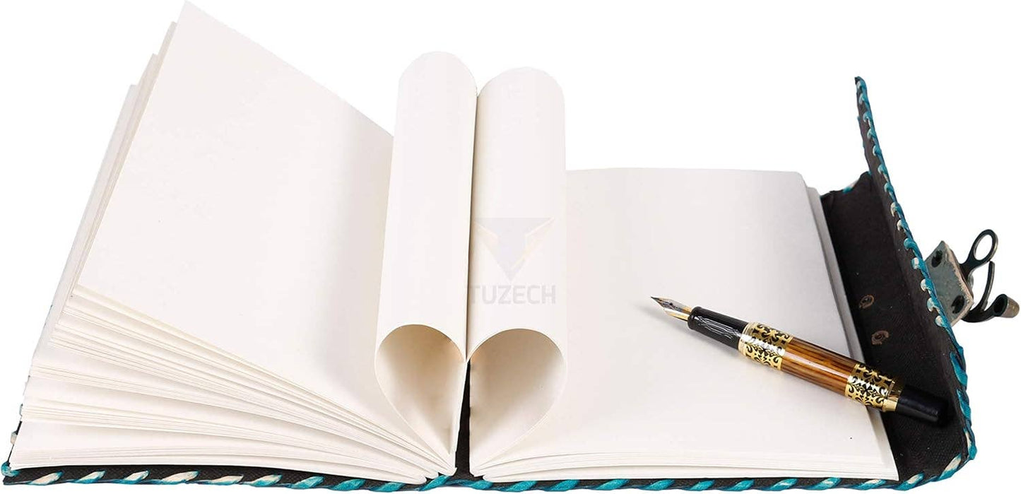 Tuzech Leather - Handmade 7x5 Leather Journal – Vintage Travel Writing Diary: Red