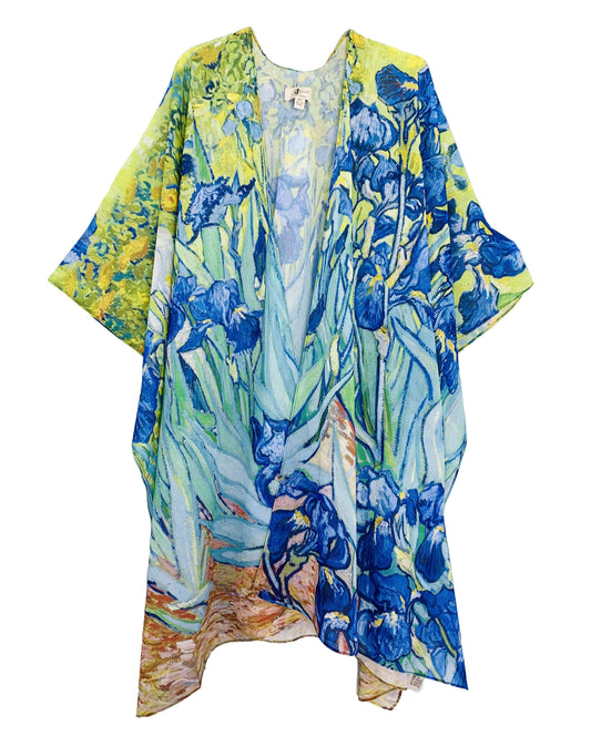 JC Sunny Fashion - JC071063 Blue-Green Iris Kimono