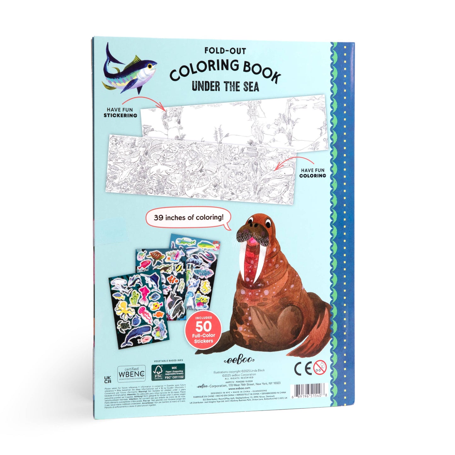 eeBoo - Under the Sea Fold-Out Coloring Book with Stickers