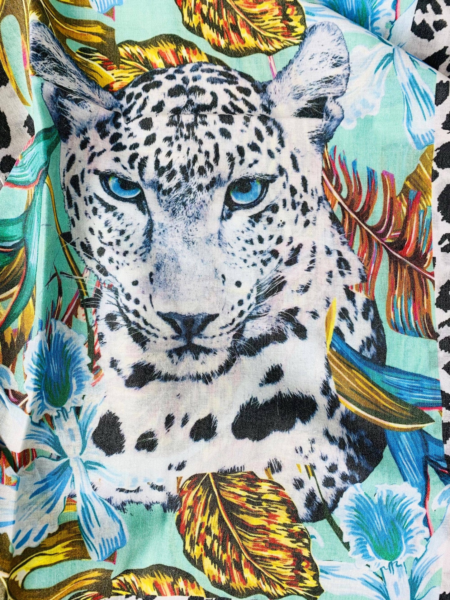 JC Sunny Fashion - Aqua  Tropical Leopard Kimono