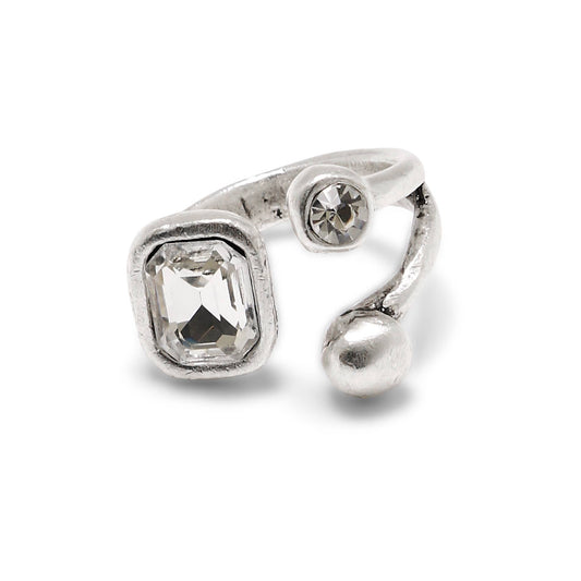 Chanour - Handmade Clear Crystal Brass Ring - 6988