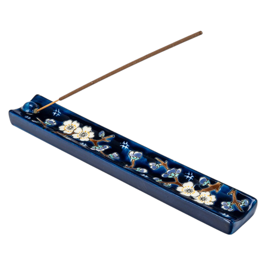 Urban Tokyo - Handpainted Ceramic Incense Holder 9 inch L Plum Blossoms (1/72)