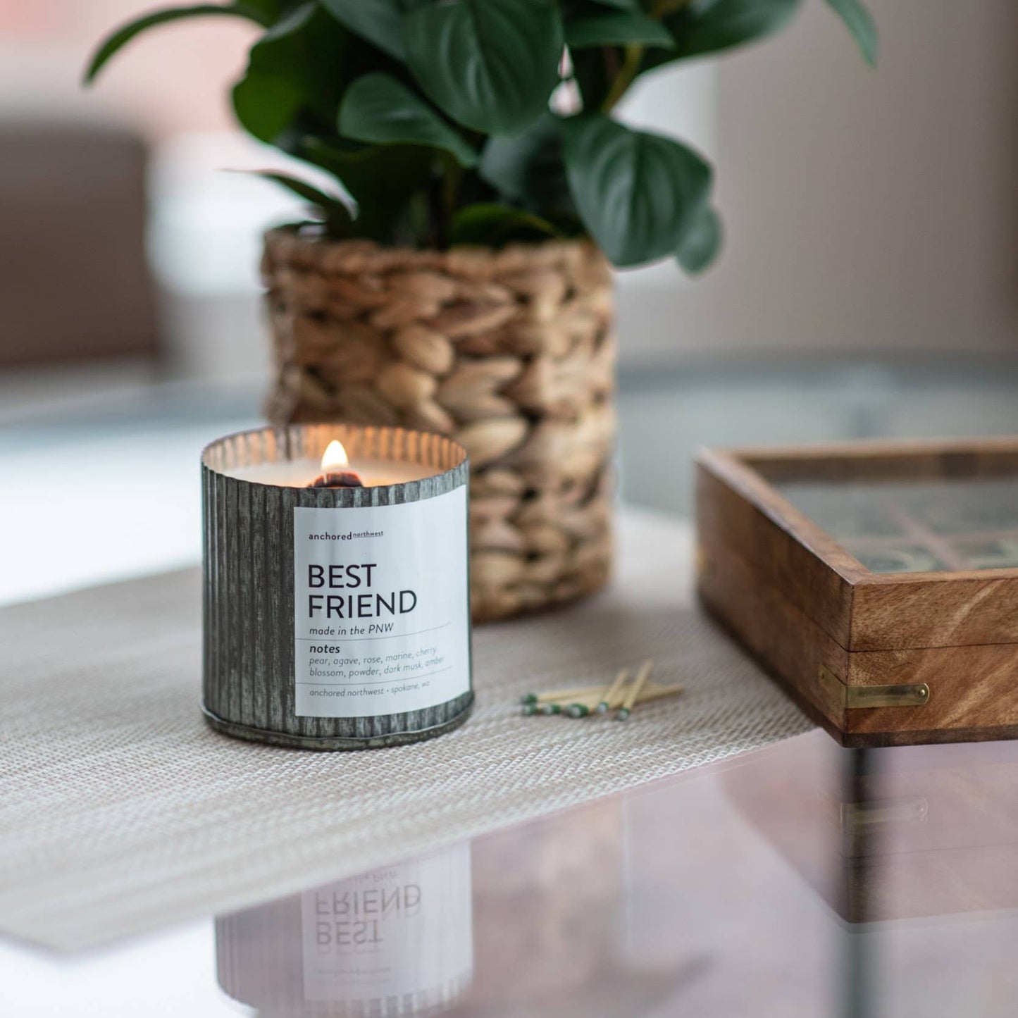 Anchored Northwest - Lakeside Rustic Vintage Farmhouse Wood Wick Candle: 10oz