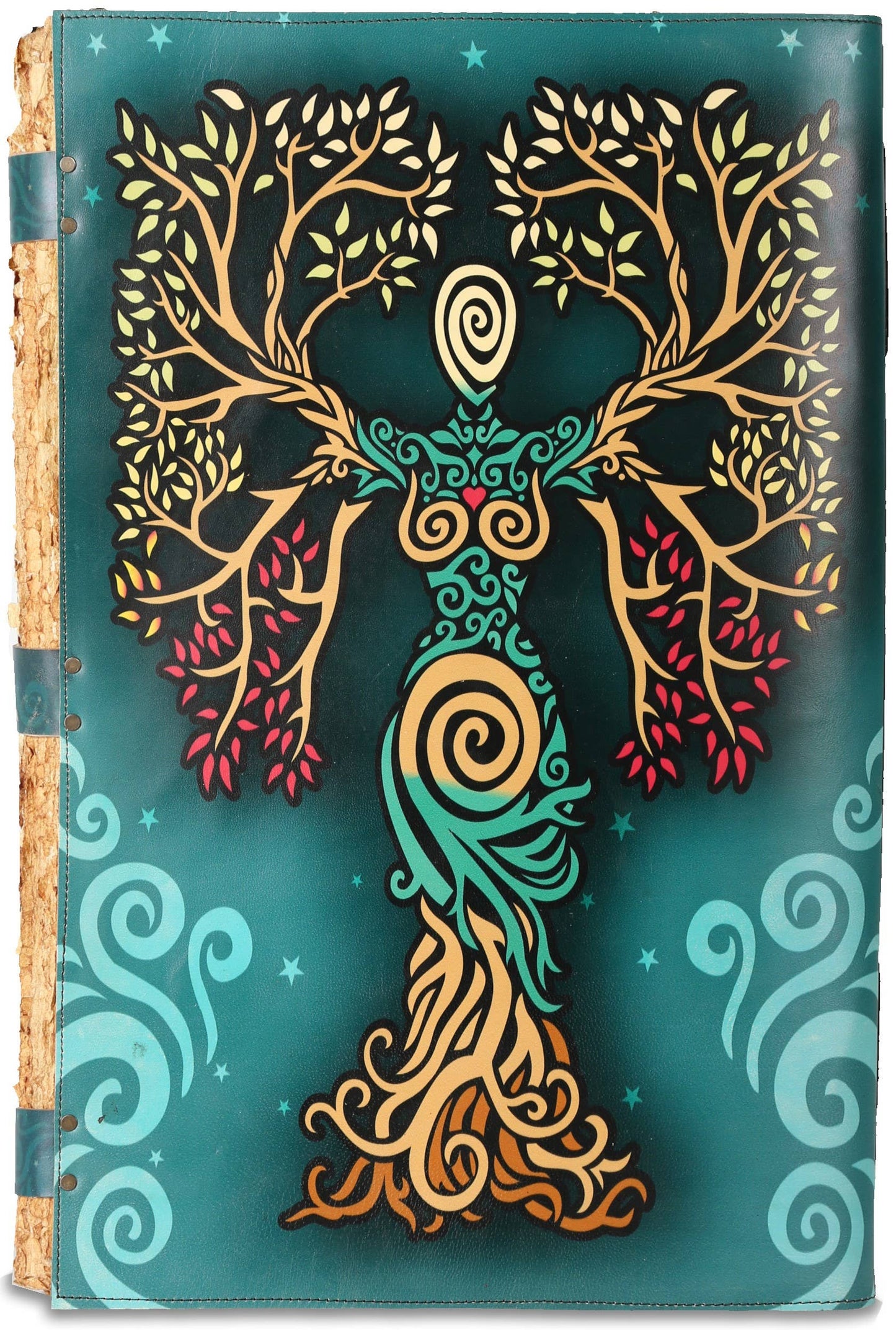 Tuzech Leather - Book of Spell LeatherBound Huge Journal Grimoire Print Diary: 22 Inches / Lady Green