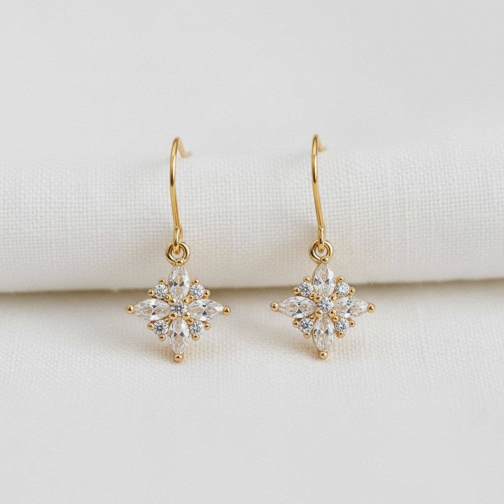 Ellemadera - Geometric Star Drop Earrings with Sparkling Accents