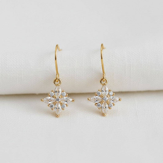 Ellemadera - Geometric Star Drop Earrings with Sparkling Accents