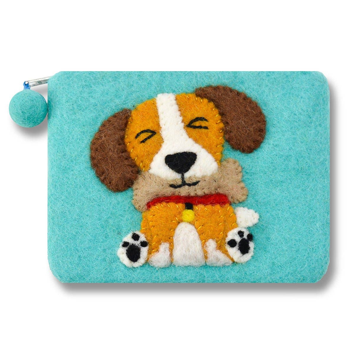 BNB Crafts Inc. - Felted Cute Dog Coin Purse: Aqua