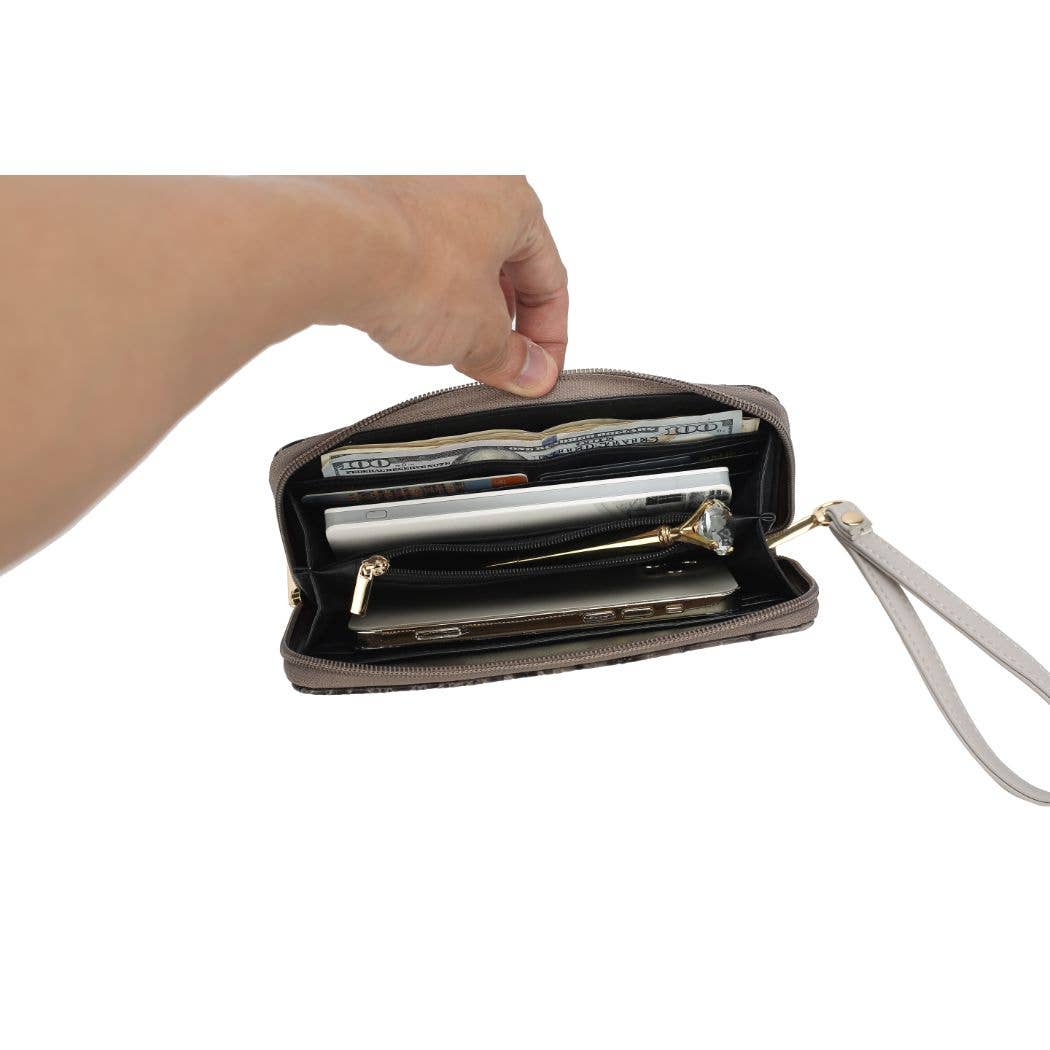 MKF Collection - Phoebe Faux Crocodile-Embossed Tote with Wristlet Wallet Bag: Black