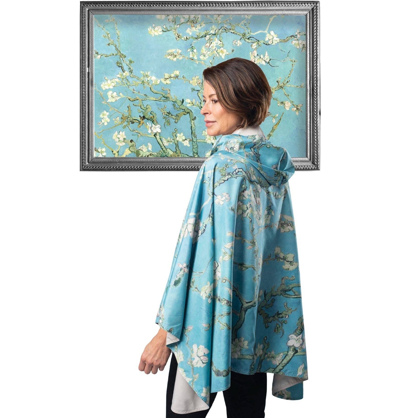 RainCaper - Van Gogh Almond Blossom Womens Rain Cape - Rainproof Breathable Rain Poncho