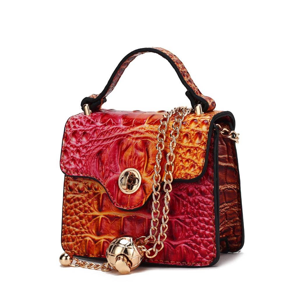 MKF Collection - River Gradient Rainbow Faux Crocodile Embossed Crossbody Bag: Blue