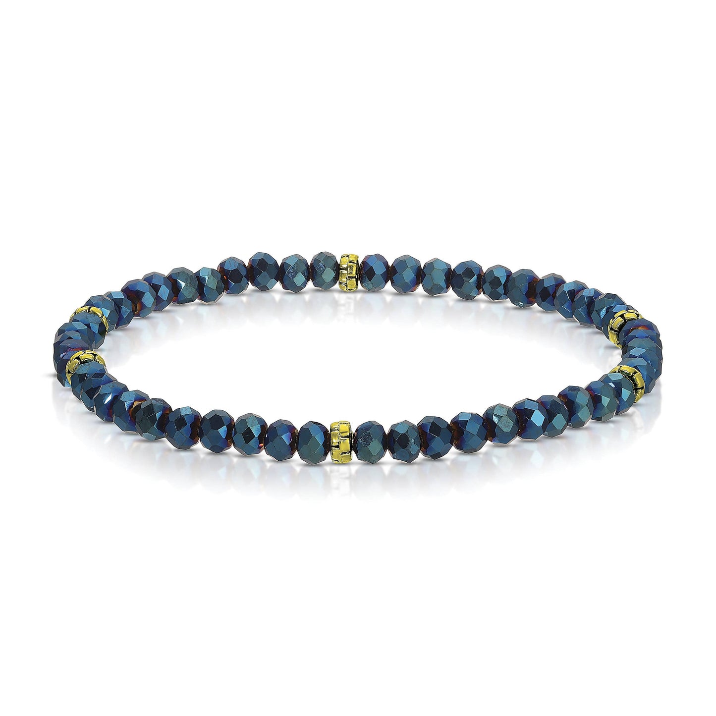 My Fun Colors - Mini Crystal Beaded Stretch Bracelet | So Many Great Colors!: Electric Navy+Gold Accent (MC809G)