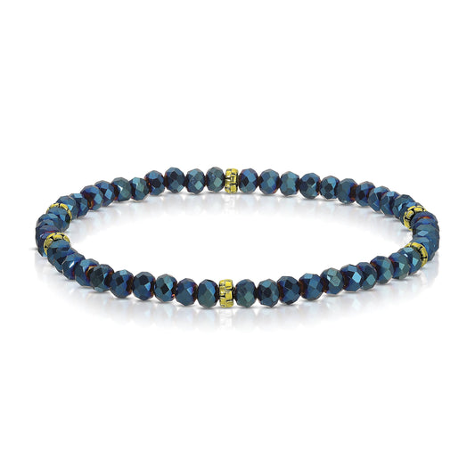 My Fun Colors - Mini Crystal Beaded Stretch Bracelet | So Many Great Colors!: Electric Navy+Gold Accent (MC809G)