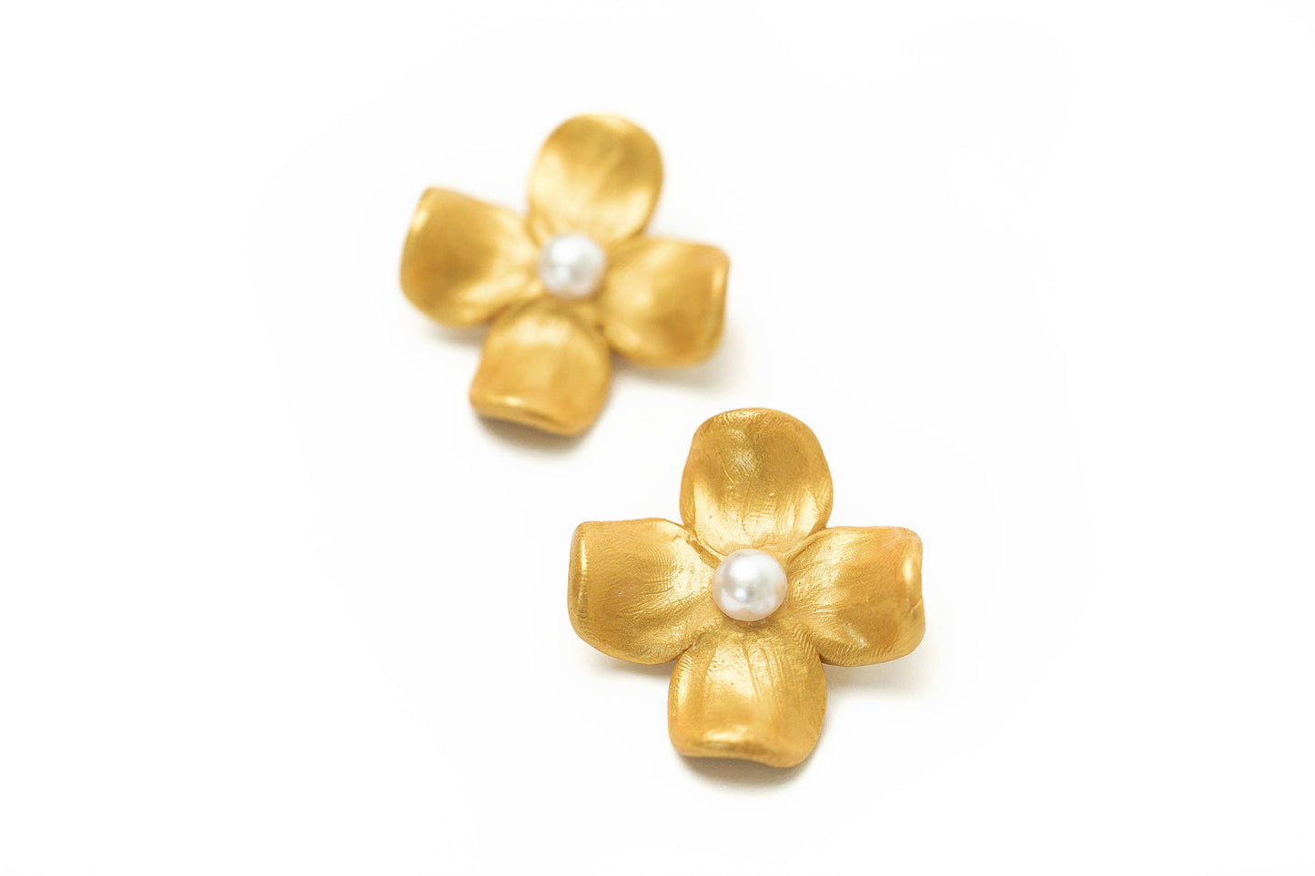 Hidden Truth Jewelry - Large Dogwood & Pearl Stud Earrings