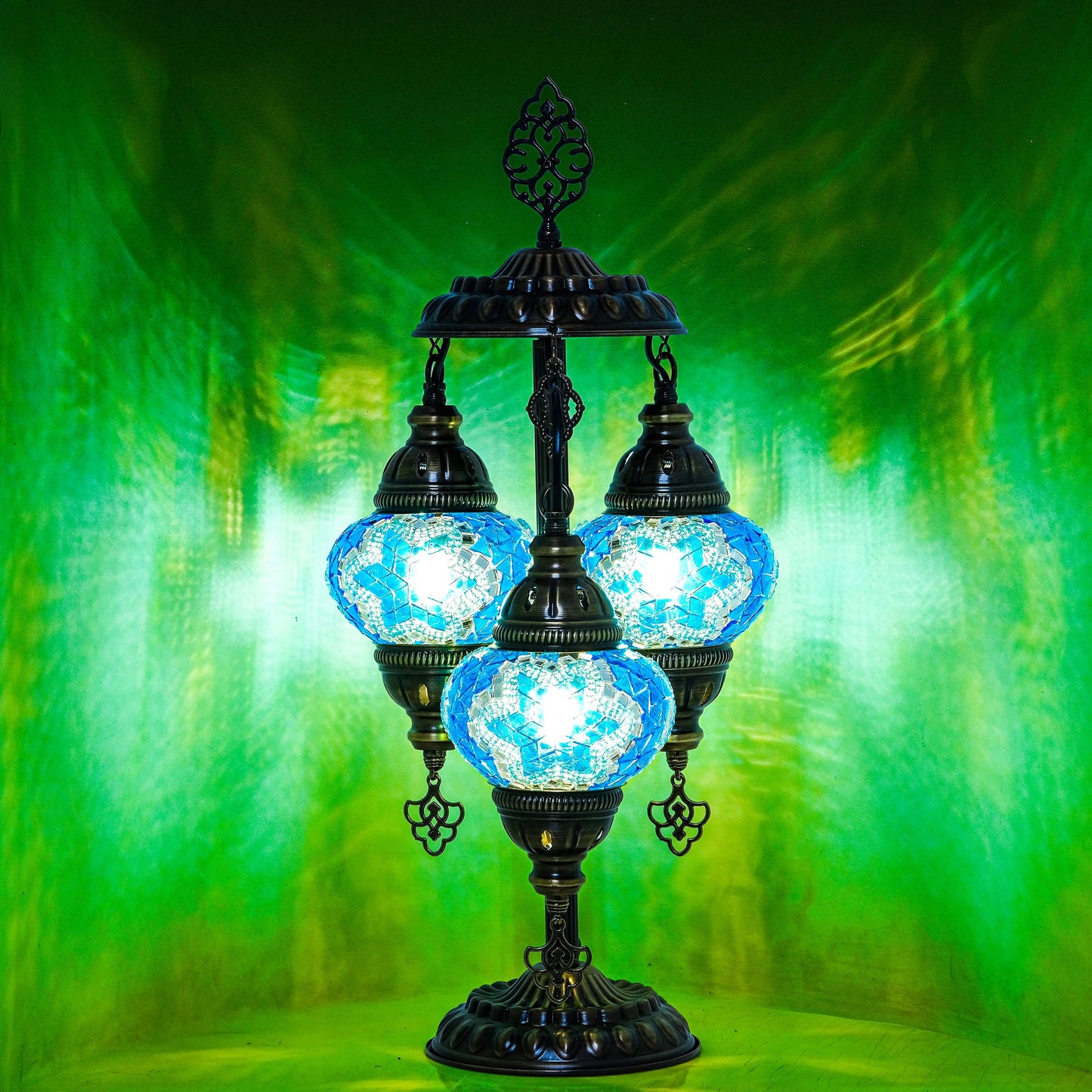 Mozaist - 3-Globe Turkish Mosaic Table Lamp (Blue)