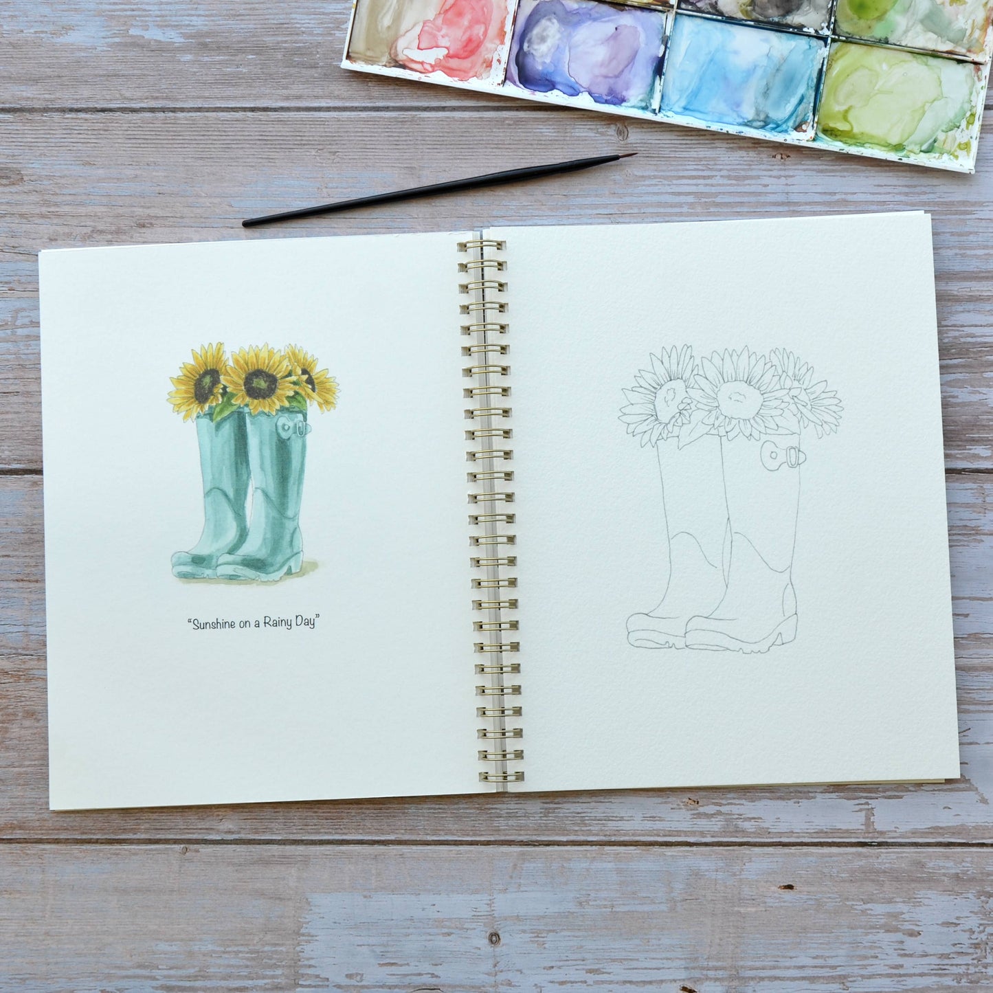 LKA Fine Art - Watercolor workbook, Sunflower Watercoloring book