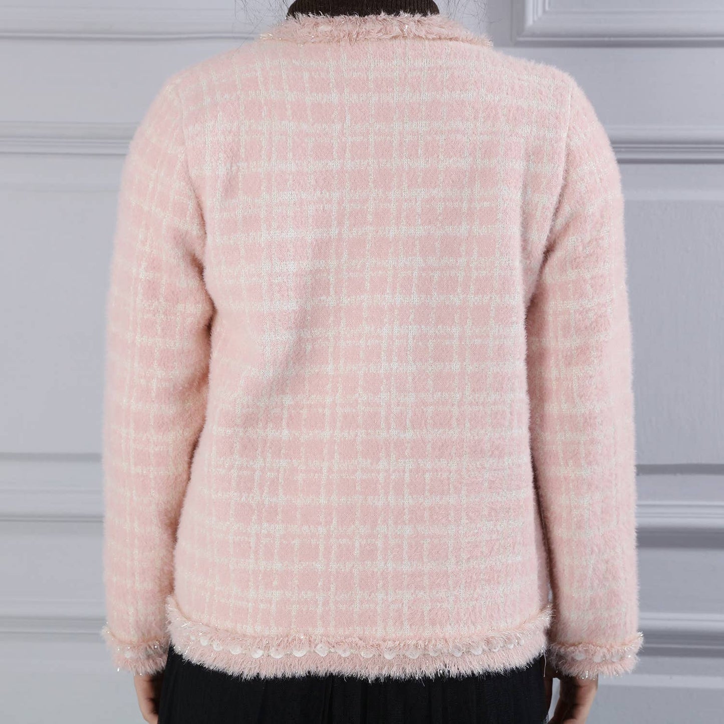 PEACH ACCESSORIES - SD187 Tweed soft cardigan: Black