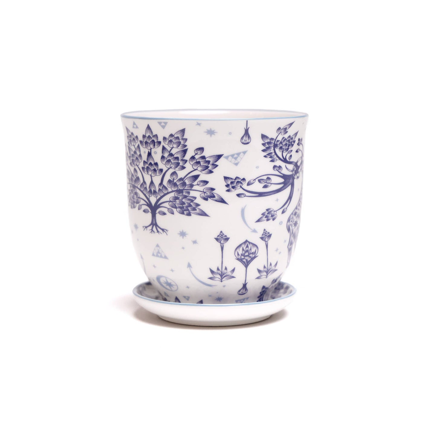 Chive - Liberte Indoor Porcelain Plant Pots: Blue Feathers / 3.25"