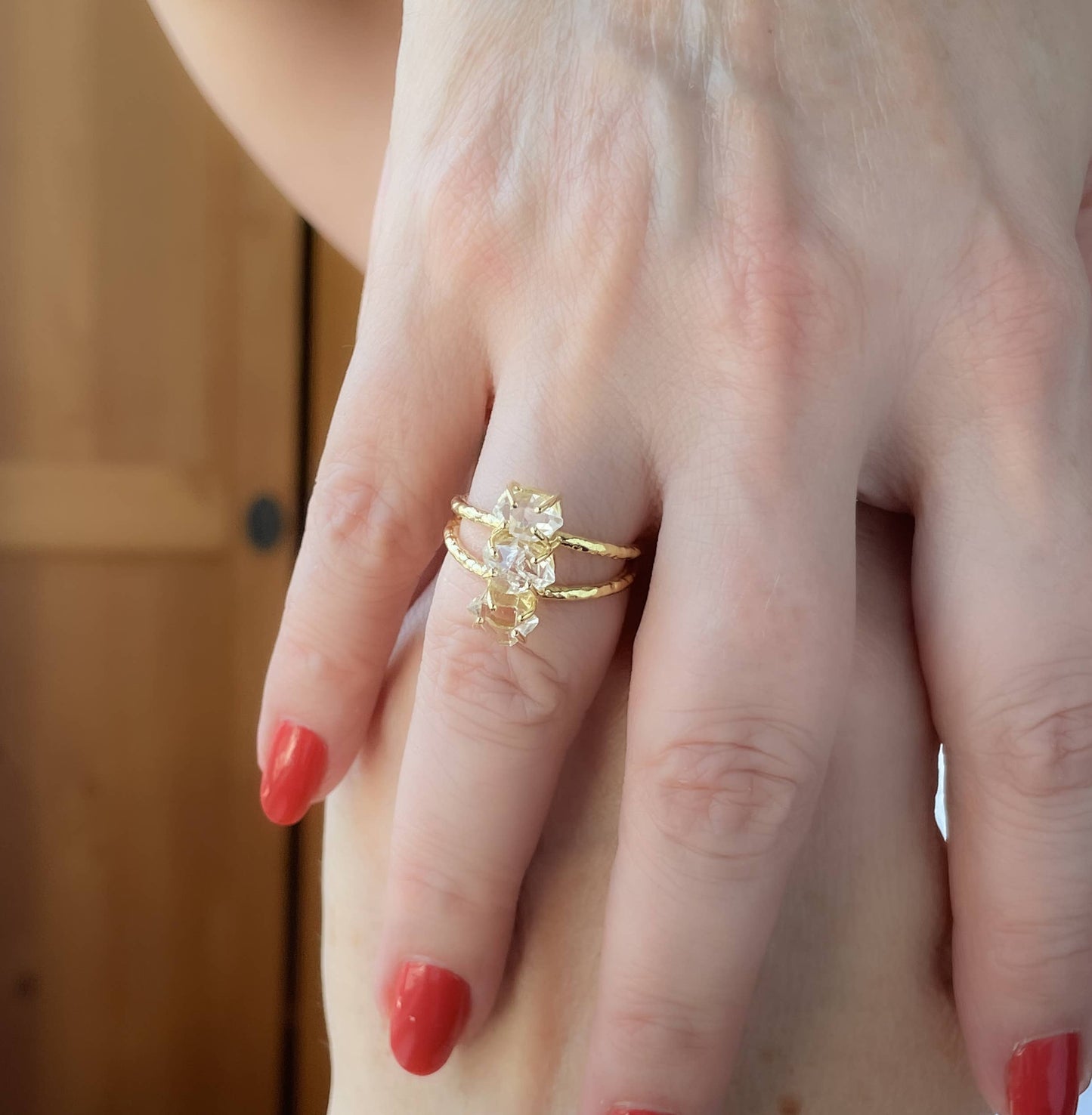 AJS Design Studio - Herkimer Diamond Ring: Size 8