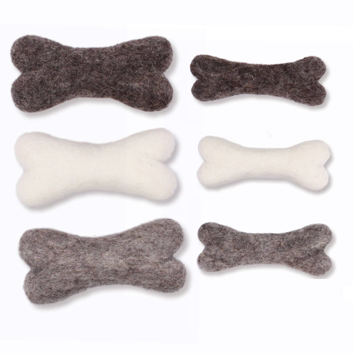 Ethical Global - Eco Wool Dog Bones/Toys: Brown, Gray, White (Fair Trade): Brown / Small