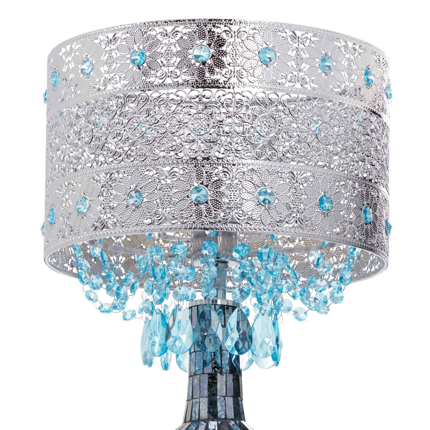 River of Goods - 21.75" Silver & Turquoise Ombre Glass Table Lamp