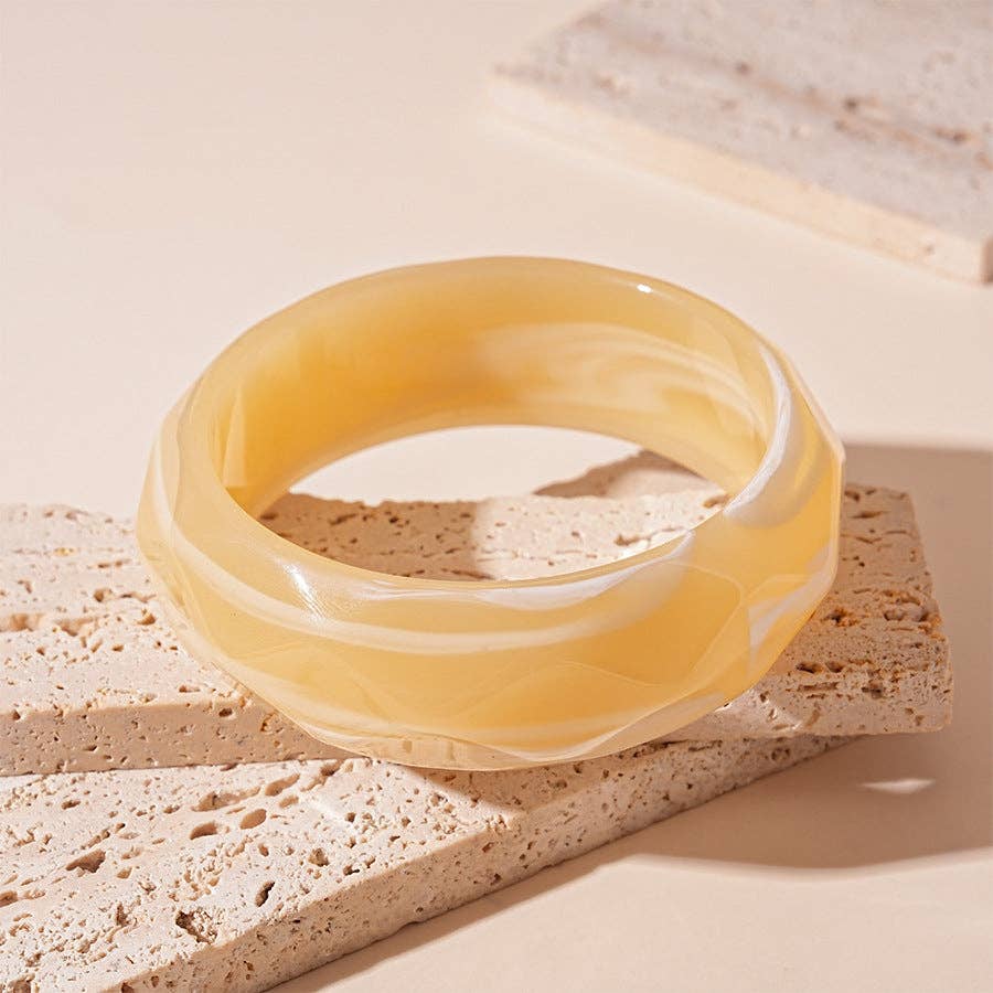 Dipped Shop - Vintage Striped Geometric Acrylic Bracelet DP25D619: Beige