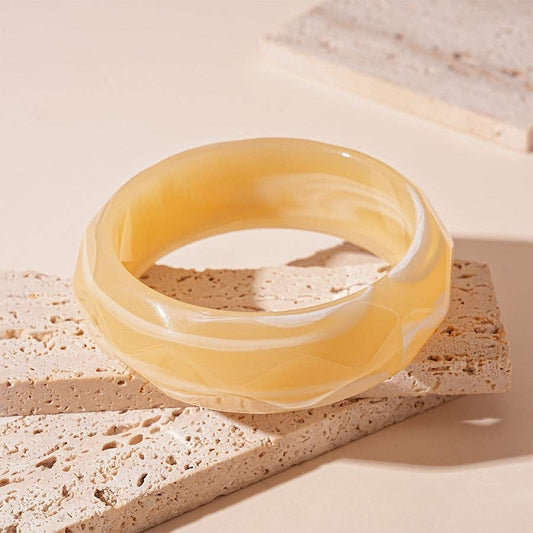 Dipped Shop - Vintage Striped Geometric Acrylic Bracelet DP25D619: Beige