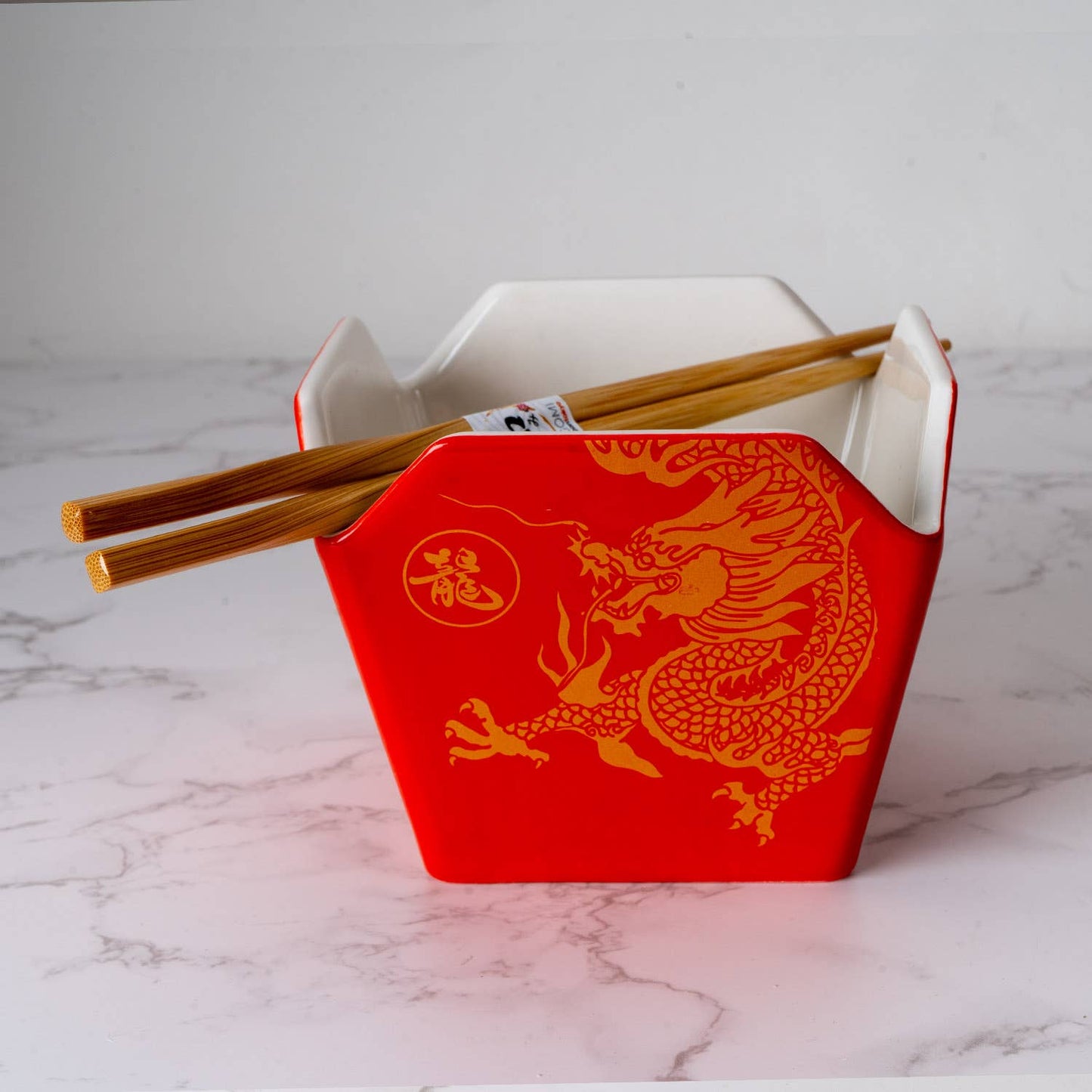 Urban Tokyo - 16oz 5"W x 4"H Takeout Box Serving Bowl With Chopsticks Dragon (1/24)