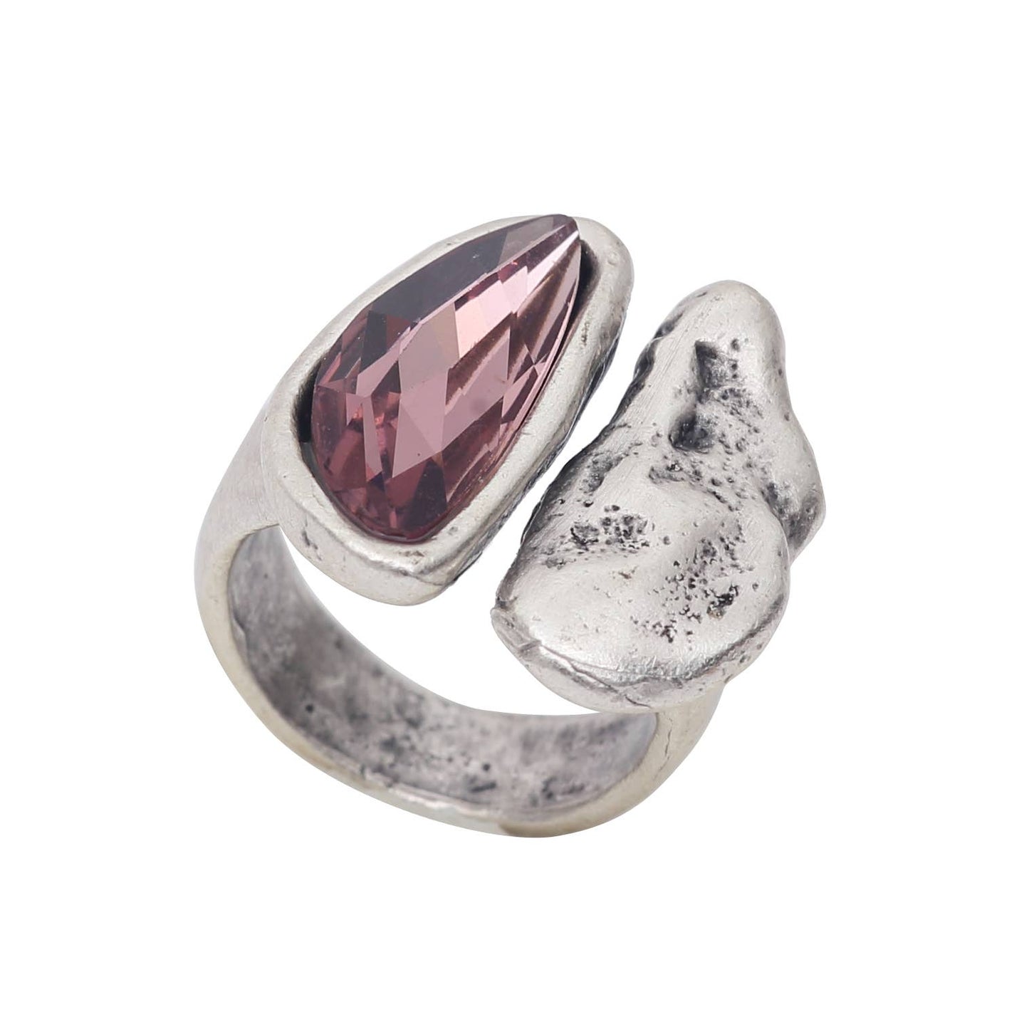 Chanour - Handmade Pink Crystal Brass Ring - 6993