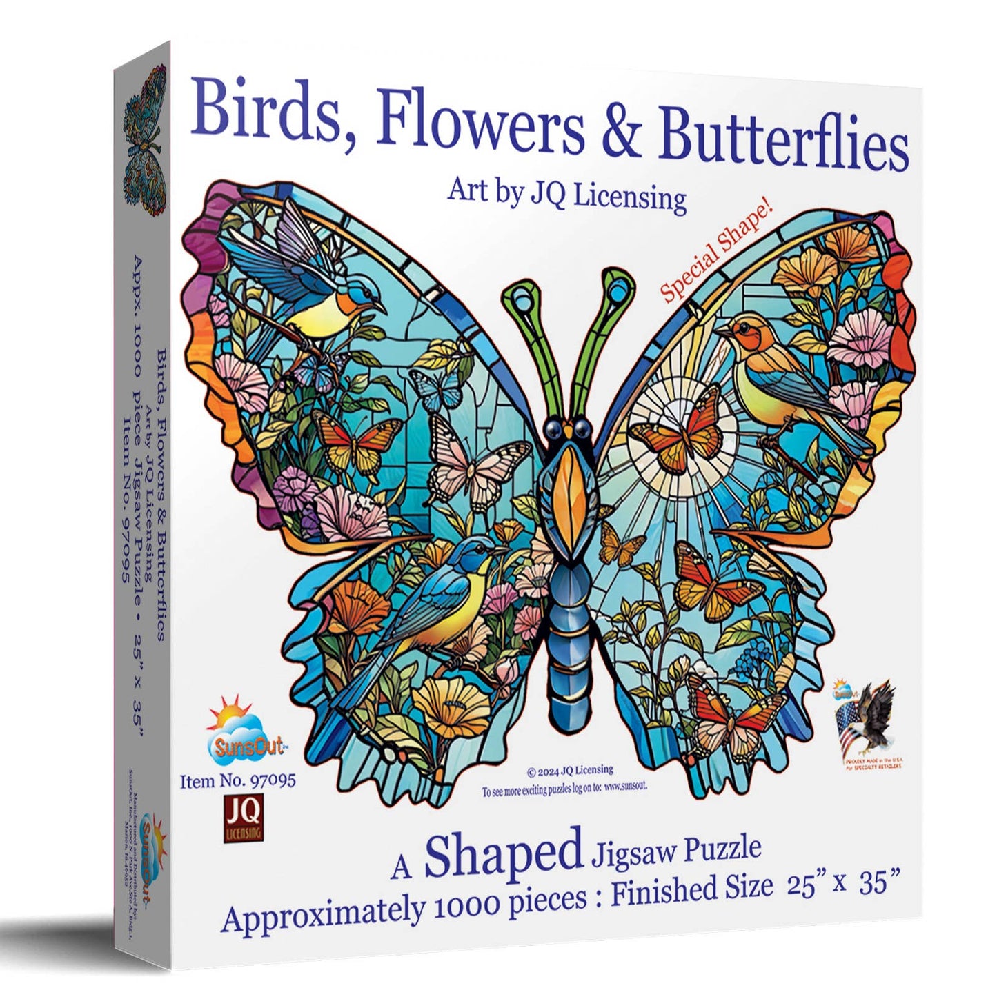 SunsOut - 5397 Birds, Flowers and Butterflies Shape pc Puzzle