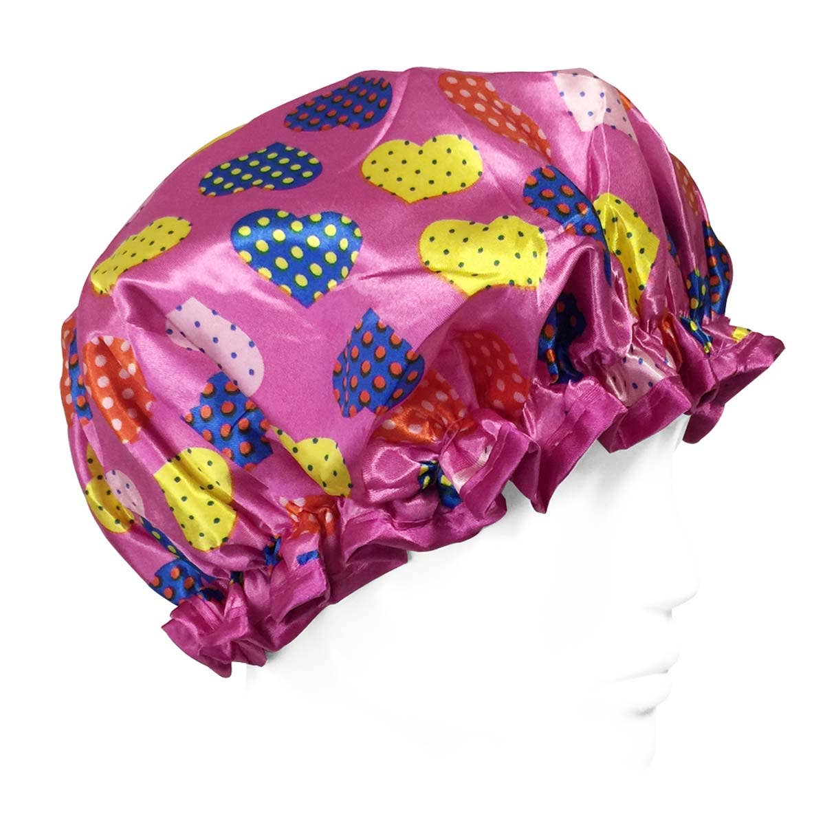 Wrapables.com - Wrapables Trendy Satin Shower Cap: Pink Sweet Hearts