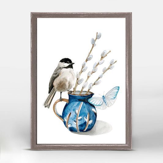 GreenBox Art - Watercolor Chick And Vase Mini Framed Canvas